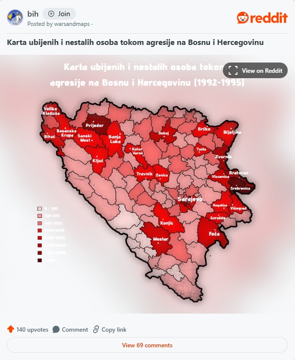 INTERNETOM SE ŠIRI MAPA KOJA JE ŠOKIRALA BOSNU I REGION: Tamnocrvena boja označava pravu strahotu