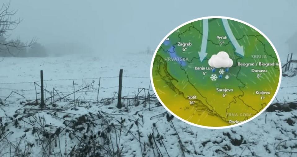 Nakon relativno ugodnog ponedjeljka: U BiH večeras snijeg, evo gdje će ga najviše pasti