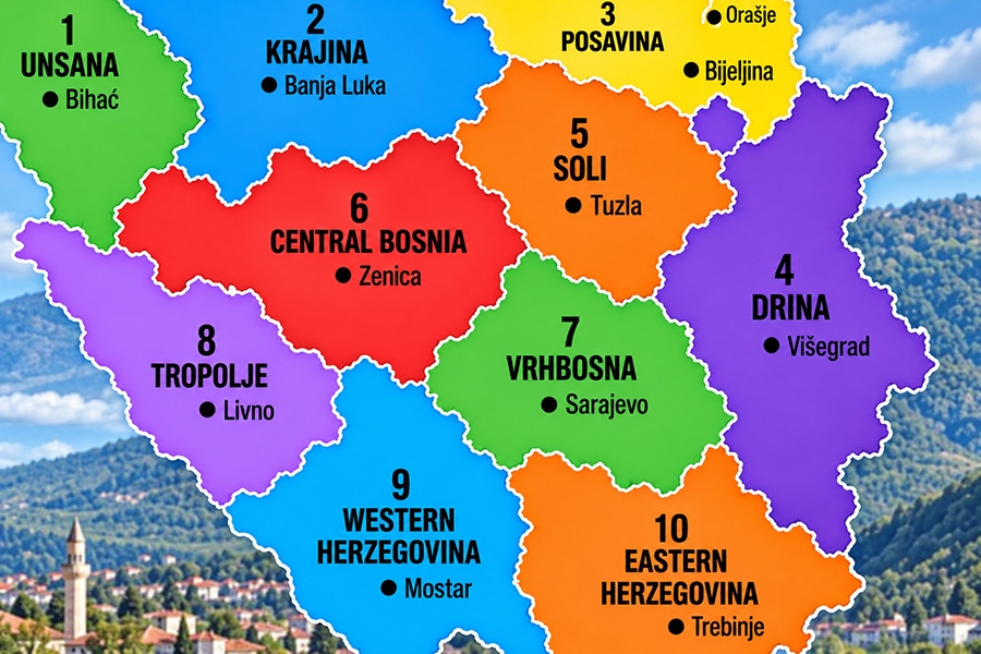 Procurila karta: Novim prijedlogom ustavnog preuređenja, BiH bi bila sastavljena od 10 saveznih država
